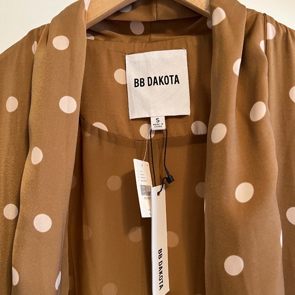 NWT Anthropologie BB Dakota Brown & White Polka Dot Duster S - Picture 5 of 9